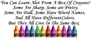 crayons in the same box