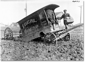 wagon in the mud