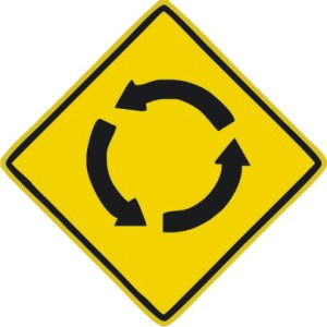 a roundabout sign